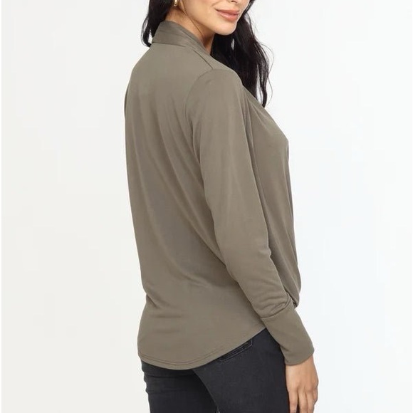 Veronica M Olive Cupro Draped Surplice Top - Picture 3 of 3